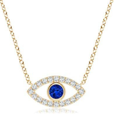 Gold Evil Eye Sapphire & Diamond Pendant